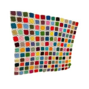Vintage Handmade Crochet Granny Square Blanket Multi Boho Throw Afghan 67x60